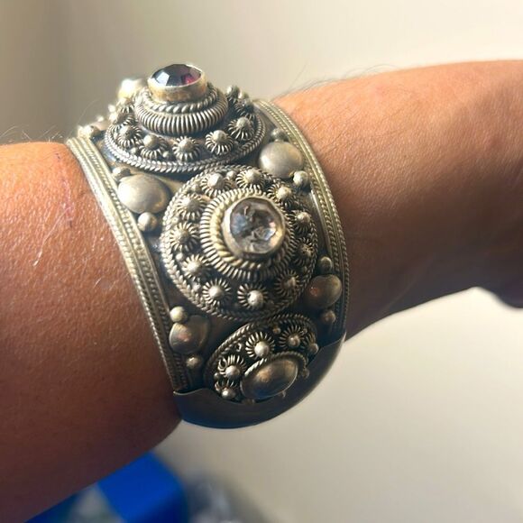 Siam multi colored old silver bracelet - Picture 2 of 5